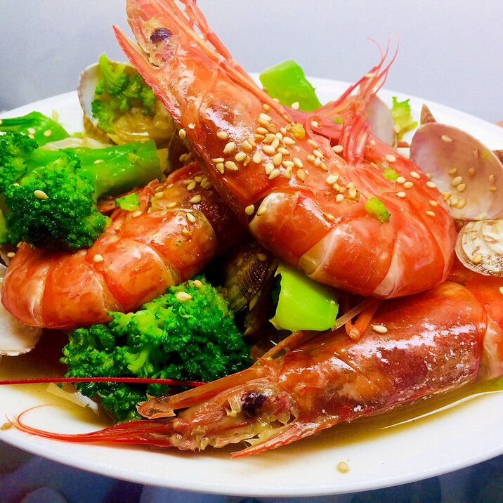 ⭐今日の定食-「海老と浅蜊のアジアンガーリック」